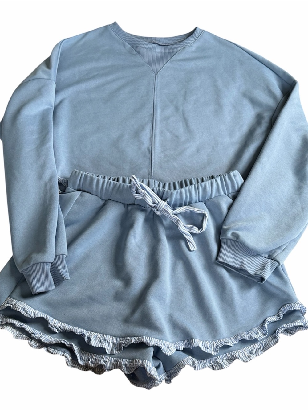 Light Blue Cozy Sweatshirt & Ruffle Skort Set - Picture 2 of 5